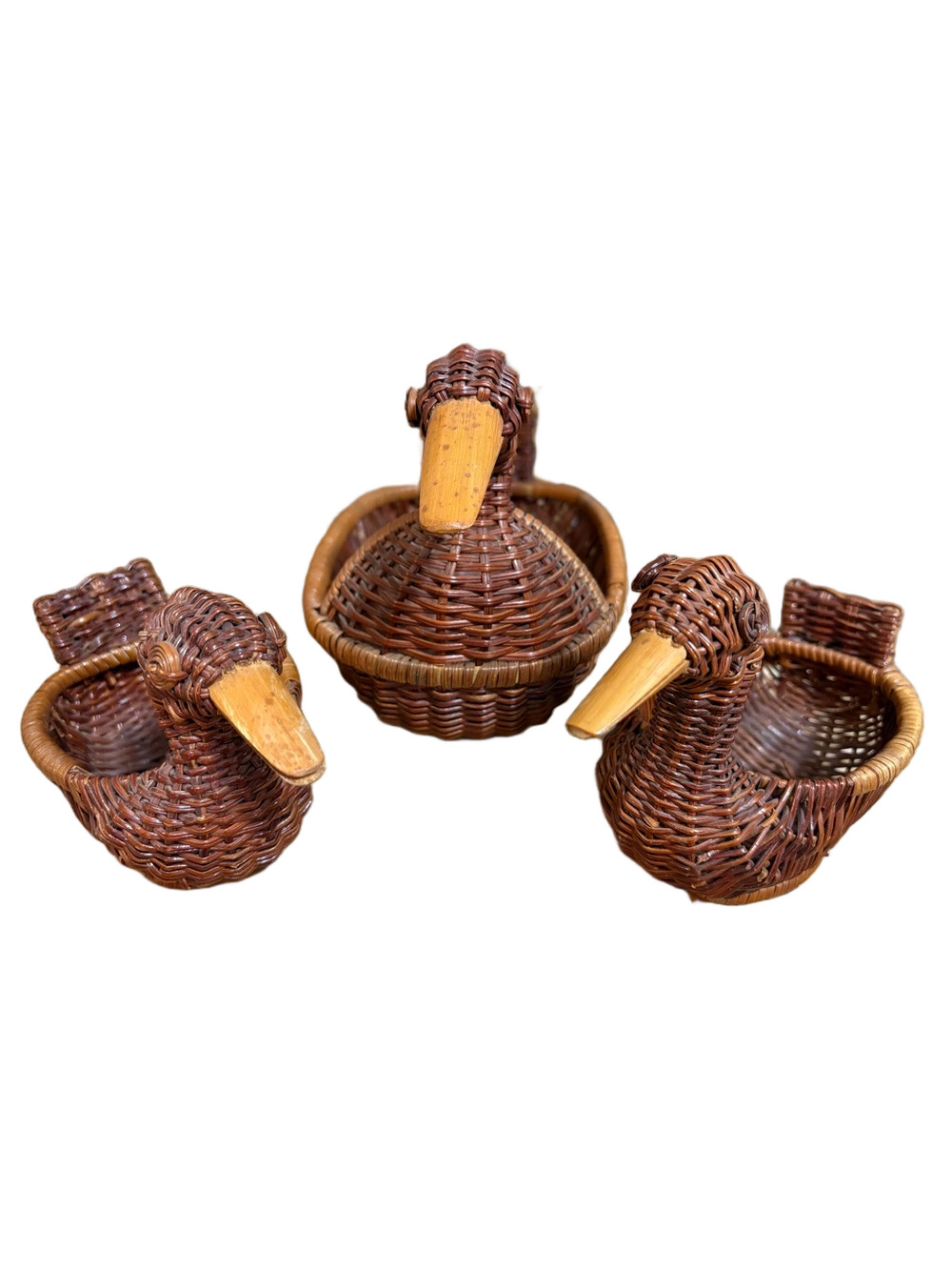 Vintage Woven Wicker Duck Basket Set